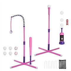 3-In-1 Baseball Toy Set For 3-5Years Old Kids And Toddlers Includes Tee Ball Stand Hanging Tee Automatic Ball Launcher with Adjustable Height For Indo
