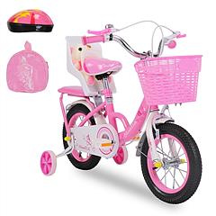 16in Carbon Steel Kid Bike with Backpack Streamers Helmet Detachable Training Wheels