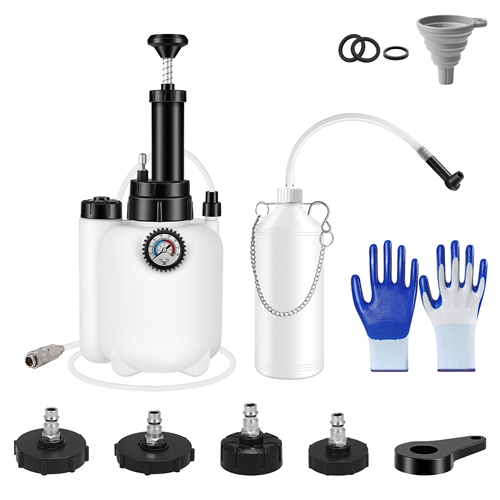 3L Manual Brake Bleeder Kit One Person Brake Bleed Vacuum Pump Automotive Brake Fluid Bleeding Kit with 1L Waste Oil Bottle 4 Master Cylinder Adapters