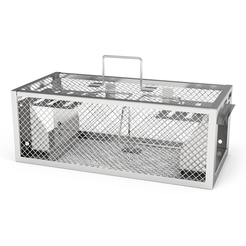 2Pack 11.81x5.63x4.45In 2-Door Humane Rat Trap Automatic Continuous Mouse Trap Reusable Galvanized Iron Live Animal Cage