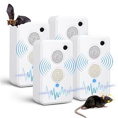 4Pack Rechargeable Ultrasonic Bat Repellent Indoor Outdoor Bird Mouse Deterrent Device with 6 Adjustable Levels for Attic Porch House