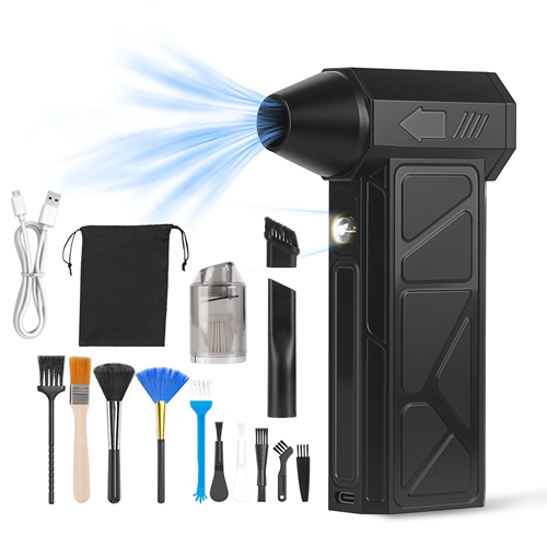 Compressed Air Duster with LED Light Vacuum Cleaner Max 160000RPM Speed for PC Keyboard Cleaning High Speed Rechargeable Cordless Air Blower with 4 Sp