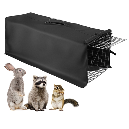 31x12x11” Heavy Duty Folding Live Animal Trap Cage With Waterproof Cover Humane Easy To Catch And Release Trap For Stray Cats Raccoons Squirrel Skunk 
