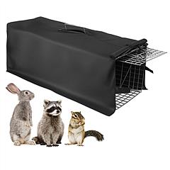 31x12x11” Heavy Duty Folding Live Animal Trap Cage With Waterproof Cover Humane Easy To Catch And Release Trap For Stray Cats Raccoons Squirrel Skunk 