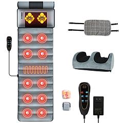 Full Body Electric Massage Mat Heating Vibration Massage Pad Cushion Back Massage Mattress Chair Pad with Neck Foot Massage Head Pillow and Cloth Lumb