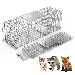 31x12x11” Heavy Duty Folding Live Animal Trap Cage Humane Easy To Catch And Release Trap For Stray Cats Raccoons Squirrel Skunk Groundhog Armadillo Ra