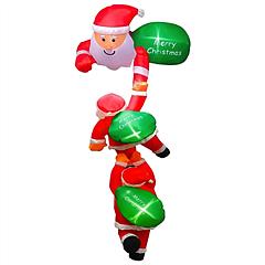 8FT Climbing Inflatable Santa Claus with Light Hanging Blow Up Christmas Inflatable Indoor Outdoor Christmas Decorations 3 Santa Claus 3 Merry Christm