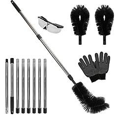 10.5FT Gutter Cleaning Brush With Telescoping Handle Rain Gutter Cleaner Extendable Gutter Cleaning Tool From The Ground with 2 Angled Brushes Anti-sl