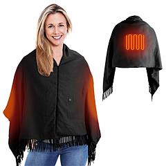 77x24In USB Heated Shawl with Teasel Wearable Heating Blanket Electric Throw Wrap Indoor Outdoor with Zipper 3 Heating Levels Machine Washable for Out