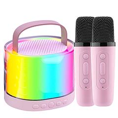 Mini Karaoke Machine With 2 Wireless Microphones Portable Karaoke Set for Kids Adults with RGB Lights Magic Sounds Echo Effect Gift for Boys Girls