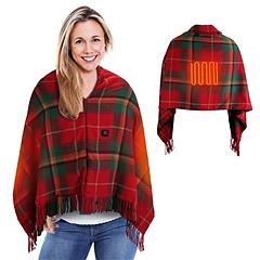 77x24In USB Heated Shawl with Teasel Wearable Heating Blanket Electric Throw Wrap Indoor Outdoor with Zipper 3 Heating Levels Machine Washable for Out