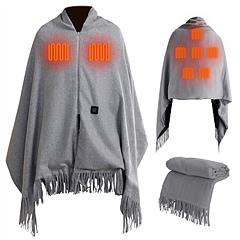 77x24In USB Heated Shawl with Teasel Wearable Heating Blanket Electric Throw Wrap Indoor Outdoor with Zipper 3 Heating Levels Machine Washable for Out