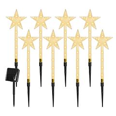 8Pack Christmas Solar Stake Light 64LED Beads Star-Shaped Pathway Lights With 8 Lighting Modes IP64 Waterproof Xmas Decoration For Garden Patio Yard P 8Pack Christmas Solar Stake Light 64LED Beads Star-Shaped Pathway Lights With 8 Lighting Modes IP64 Waterproof Xmas Decoration For Garden Patio Yard P