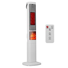 1500W Oscillating Ceramic Tower Space Heater with 3D Flame Portable Electric Heater with 3 Wind Modes Remote Control 5 Timer Overheat Tip-Over Protect
