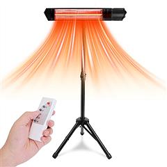 1500W Infrared Heater With Stand Electric Outdoor Patio Heater IP65 Waterproof Tripod Wall Mount with 2 Remotes 3 Heating Levels for Home Restaurant Y