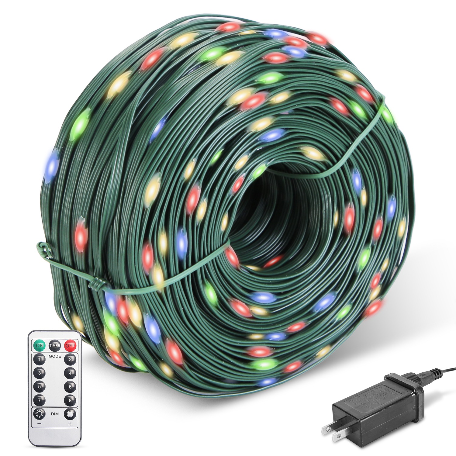 330FT 1000LED String Lights Outdoor Christmas Decoration Lights with Remote IP44 Waterproof 8 Lighting Modes 8 Brightness Timer Plug In Fairy Light Xm