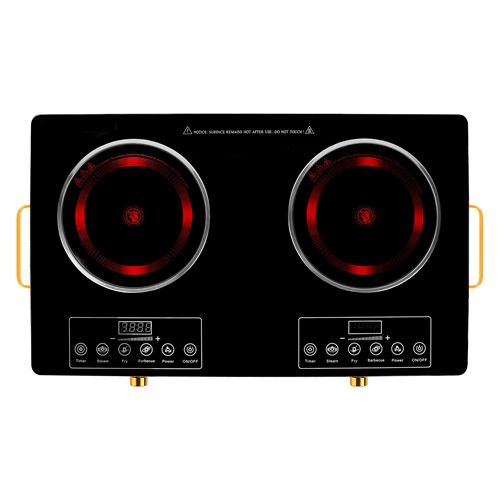 7000W Electric Double Ceramic Stove Electric Cooktop Hot Plate Infrared Countertop Burner 3500W+3500W with 11 Power Levels 0-4H Timer Portable Handle 