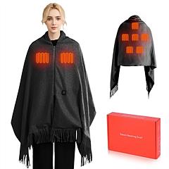 77x24In USB Heated Shawl with Teasel Wearable Heating Blanket Electric Throw Wrap Indoor Outdoor with Zipper 3 Heating Levels Machine Washable for Out