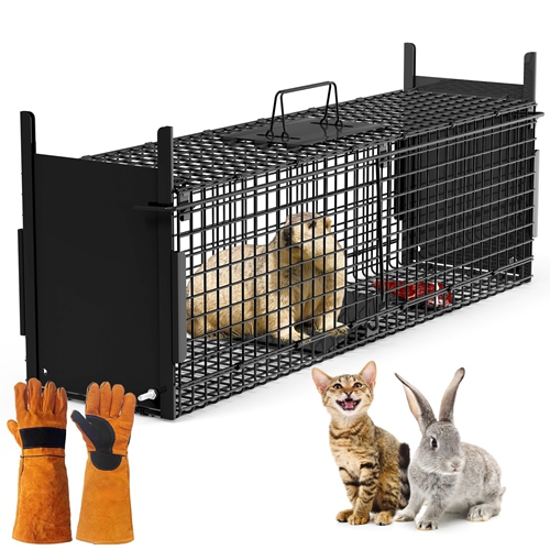 32in 2 Door Live Animal Cage Trap For Animals Under 12LBS Easy To Setup Humane Galvanized Iron Trap Cage For Rabbits Groundhogs Skunk Opossums Nutria 