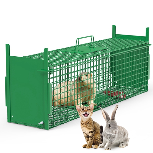 32in 2 Door Live Animal Cage Trap For Animals Under 12LBS Easy To Setup Humane Galvanized Iron Trap Cage For Rabbits Groundhogs Skunk Opossums Nutria 