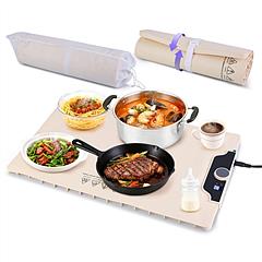 Food Warming Mat 23.6X15.8In 300W Fast Heating Electric Silicone Food Warmer With 14 Temp Levels 10Hrs Timer Settings Roll-Up Portable Hot Plates Heat