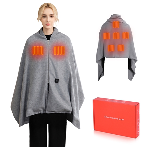 71x24In USB Heated Shawl Wearable Heating Blanket Electric Throw Wrap Indoor Outdoor with Zipper 3 Heating Levels Machine Washable for Outdoor Home Of