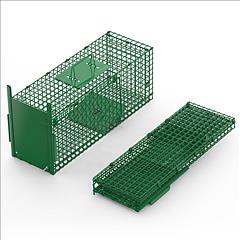 26in Single Door Live Animal Cage Trap For Animals Under 5LBS Easy To Setup Humane Galvanized Iron Trap Cage For Small Cats Rabbits Squirrels Moles Ch