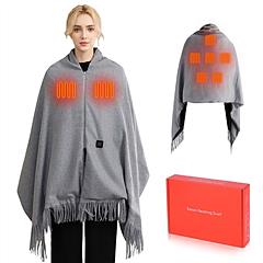 77x24In USB Heated Shawl with Teasel Wearable Heating Blanket Electric Throw Wrap Indoor Outdoor with Zipper 3 Heating Levels Machine Washable for Out