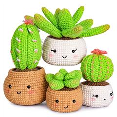 Succulents Crochet Kit Crochet Kit For Beginners DIY Knitting Supplies for Kids Adults 4 Patterns Succulents Crochet Kit Crochet Kit For Beginners DIY Knitting Supplies for Kids Adults 4 Patterns