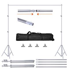 6.5 x 10ft Photo Video Studio Backdrop Background Stand Adjustable Heavy Duty Photography Backdrop Support Stand Set with Carrying Bag Clamps