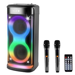 Portable Wireless Party Speaker with LED Light Wireless Mic Remote Control TWS Treble Bass Mic. Echo Music Accompany Mic. Priority Guitar In Portable Wireless Party Speaker with LED Light Wireless Mic Remote Control TWS Treble Bass Mic. Echo Music Accompany Mic. Priority Guitar In