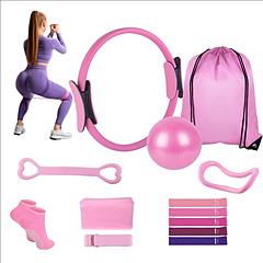 14Pcs Pilates Ring Essentials Kit For Women with Yoga Ball Arm Stretcher 5 Resistant Bands Figure 8 Resistant Band Elastic Band Non-slip Socks Yoga St 14Pcs Pilates Ring Essentials Kit For Women with Yoga Ball Arm Stretcher 5 Resistant Bands Figure 8 Resistant Band Elastic Band Non-slip Socks Yoga St