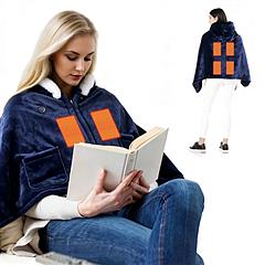 Wearable Heated Throw Blanket Double-Sided Flannel Portable Electric Heating Hoodie For Women Men Machine Washable 3 Heating Levels Battery Operated