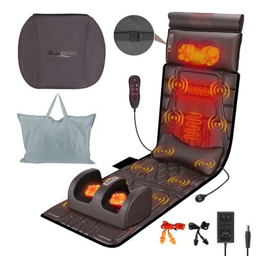 PU Leather Full Body Massage Mat Multifunctional Massage Chair Pad with Heat Timer Shiatsu Neck Foot Massager Lumbar Pillow Carry Bag Earplugs Anti-Sl PU Leather Full Body Massage Mat Multifunctional Massage Chair Pad with Heat Timer Shiatsu Neck Foot Massager Lumbar Pillow Carry Bag Earplugs Anti-Sl