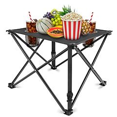 1Pc Foldable Camping Table Portable Picnic Table Lightweight Travel Desk with 2 Cup Holders Carrying Bag