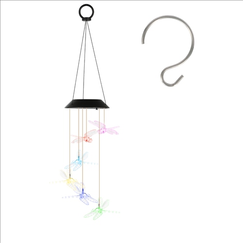 Solar Dragonfly Wind Chime 7 Color Changing Wind Chime for Outside IPX4 Waterproof Outdoor Garden Yard Decor
