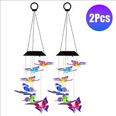 2Pack Solar Butterfly Wind Chimes 7 Color Changing Wind Chimes for Outside IPX4 Waterproof Outdoor Garden Yard Decor