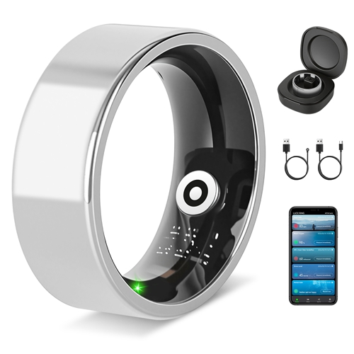 Smart Ring Health Tracker Fitness/Sleep/Stress/HRV Tracker with Charging Case Magnetic Charging Cable for Women & Men Compatible with iOS & Android 7-