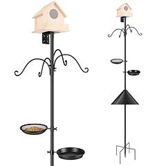94Inch Squirrel Proof Bird Feeder Pole Heavy-Duty Bird House Pole Outdoor Bird Feeding Station with 5 Adjustable Heights 4 Shepherd Hooks Top & Side 94Inch Squirrel Proof Bird Feeder Pole Heavy-Duty Bird House Pole Outdoor Bird Feeding Station with 5 Adjustable Heights 4 Shepherd Hooks Top & Side