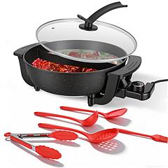 6L Electric Hot Pot with Divider 1100W Dual-Flavor Pot Shabu Shabu Pot Non-Stick with 5-Temp Control for Shabu Shabu Fondue Perfect for Family Gatheri 6L Electric Hot Pot with Divider 1100W Dual-Flavor Pot Shabu Shabu Pot Non-Stick with 5-Temp Control for Shabu Shabu Fondue Perfect for Family Gatheri