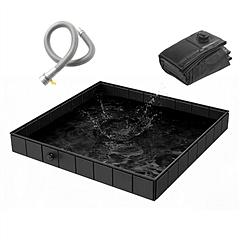 41x41x55in Portable Shower Pan Foldable Shower Basin Collapsible Camping Shower Tent Base with Detachable Drain Pipe for Indoor & Outdoor