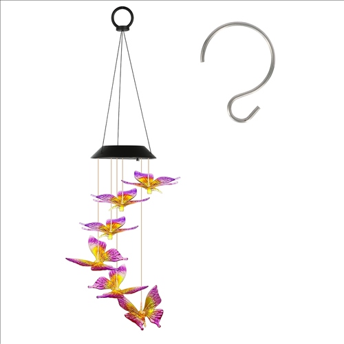 Solar Butterfly Wind Chime 7 Color Changing Wind Chime for Outside IPX4 Waterproof Outdoor Garden Yard Decor
