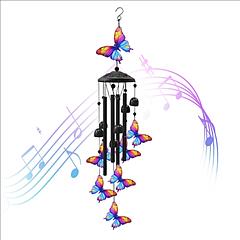 Butterfly Wind Chimes for Outside Metal Wind Chimes with Aluminum Tubes Deep Soothing Sound Decor for Garden Yard Home Patio Gift for Women Men