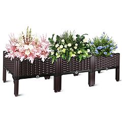 Outdoor Raised Garden Bed with Legs Elevated Planter Box with Self-watering System for Garden Patio Balcony Vegetables Flowers Herbs PP Plastic Box Ea