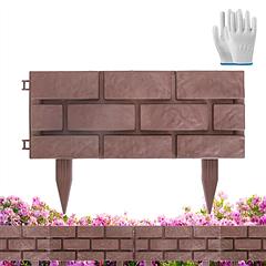 12PCS Stone Fence Edging Panels, Imitation Stone PP Garden Border with Rotatable Connectors, Easy Snap Assembly Adjustable Angle for Garden Yard Lawn 