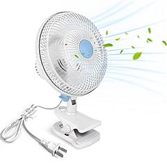 8.66In Oscillating Clip On Fan 2 Speeds Quiet Clamp Fan with 90° Oscillating & Tilting Angle Desktop Wall Mount for Home Office Dorms Strollers