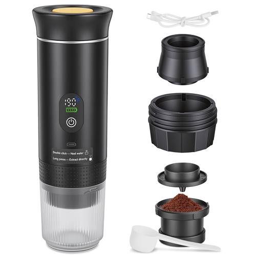 3-in-1 Portable Espresso Machine Cordless Self-Heating Coffee Maker with 7500mAh Battery 90℃/194℉ Heating 20Bar Pressure Anti-Dry Burn Fit for Ground 