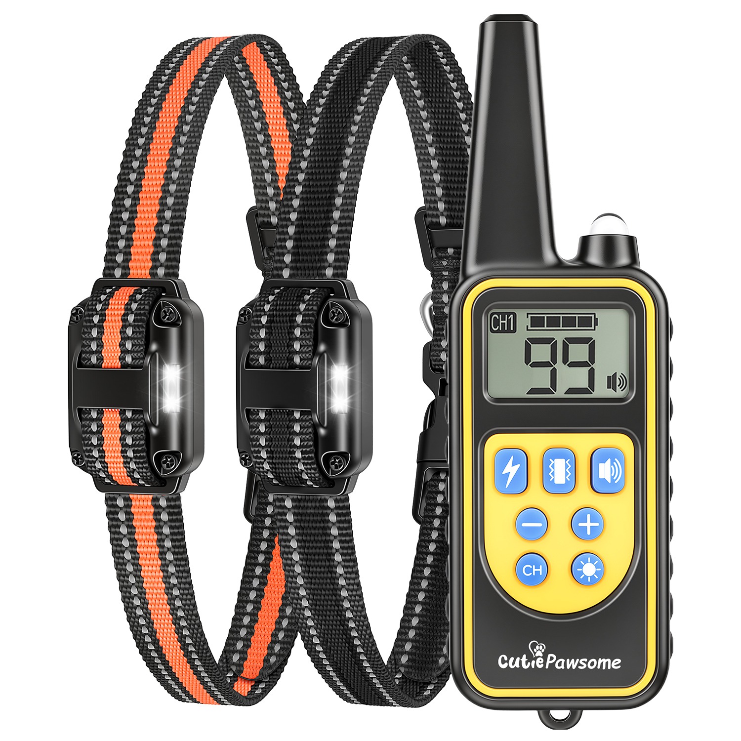 2Pack Dog Training Collars with Remote Rechargeable Dog Training Collars IP68 Waterproof with 4 Training Modes 3 Channels for Medium and Small Dogs