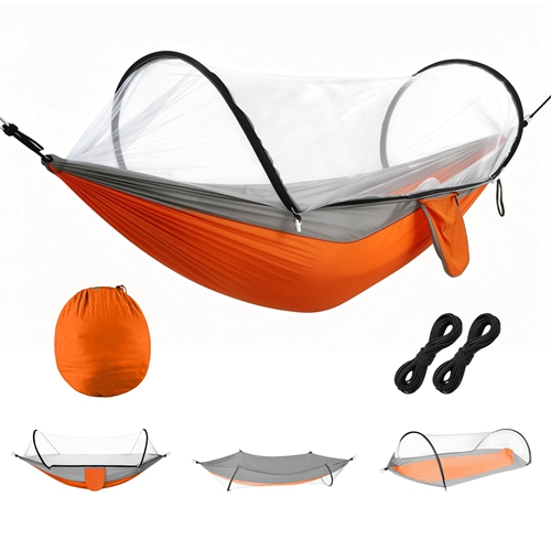 Camping Hammock with Mosquito Net 3-in-1 Portable Hammock Tent with BuiltIn Mosquito Net Dual-Way Zippers 440lbs Capacity Attached Storage Pocket for
