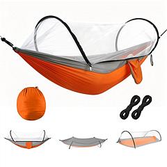 Camping Hammock with Mosquito Net 3-in-1 Portable Hammock Tent with BuiltIn Mosquito Net Dual-Way Zippers 440lbs Capacity Attached Storage Pocket for